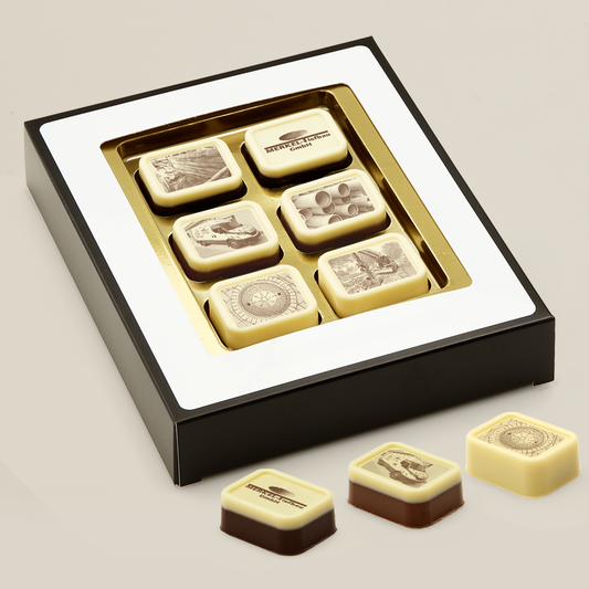 Bedruckte Praline 15 g in 6er Geschenkbox